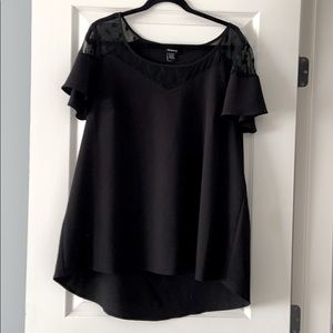 Black blouse with lacy inset
